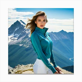 Woman On Top Of A Mountain 4 Canvas Print