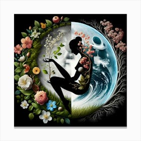 Earth And Moon Canvas Print