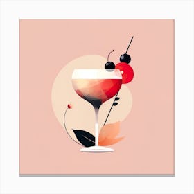 Pink Cocktail Abstract Illustration Bar Art Canvas Print