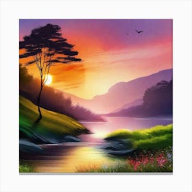 Sunset By The River 18 Canvas Print