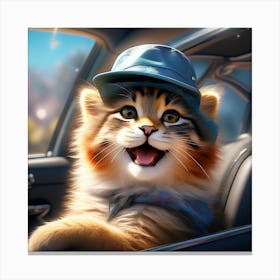 Kitten In A Car Canvas Print