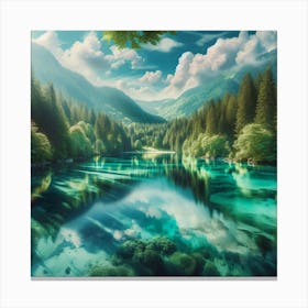 Lake In The Mountains Canvas Print