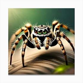 Spider On Leaf Canvas Print