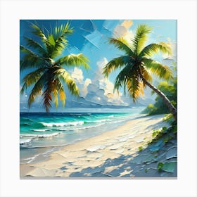 Palm Trees On The Beach Canvas Print