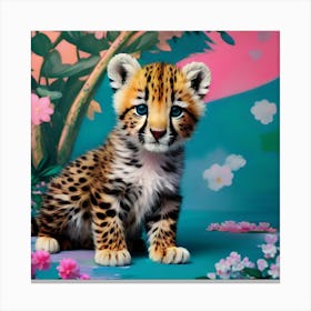 Leopard Cub Pastels Canvas Print