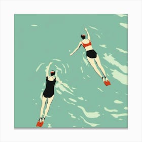 Two Swimmers In The Water Canvas Print