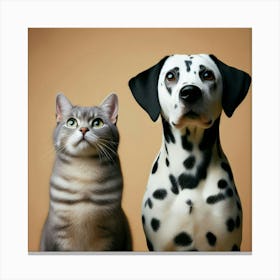 Dalmatian Dog And Cat 2 Canvas Print