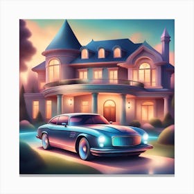 Car In Front Of A House Canvas Print