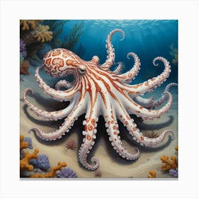 Mimic Octopus Illustration Art Print 2 Canvas Print