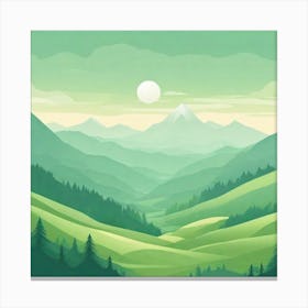 Misty mountains background in green tone 150 Canvas Print