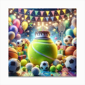 Birthday Party With Soccer Ball Canvas Print