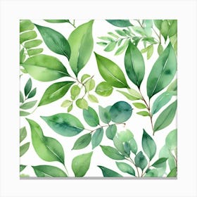 Illustrative Albedo Watercolor Green Leaves Art 1 Canvas Print