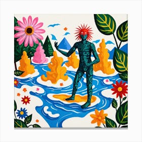 Man walking Over a river Canvas Print