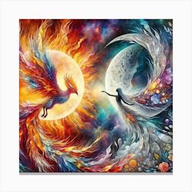 Phoenix And Moon Canvas Print