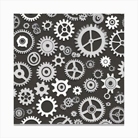 Gears On A Black Background 17 Canvas Print