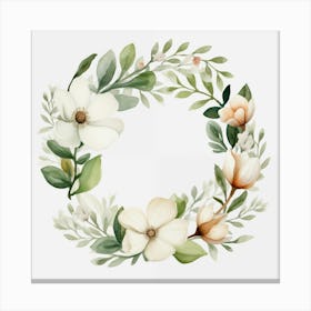 Magnolia Wreath 3 Canvas Print