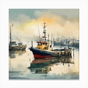 Fishing Boats In The Harbor Canvas Print