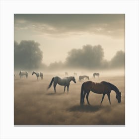 Horses In The Mist 1 Canvas Print