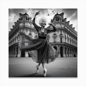 Old Lady Dancing In Paris Canvas Print