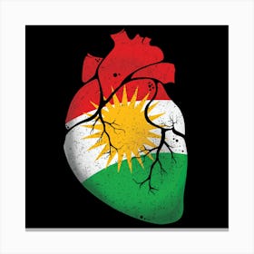 Kurdistan Heart Flag Canvas Print