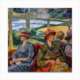 Vintage Train journey in Style of David Hockney Canvas Print