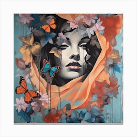 Woman With Butterflies Canvas Print