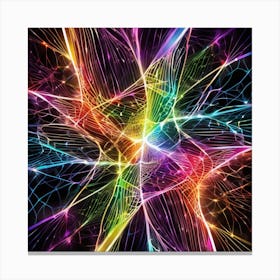 Millions Of Colourful Lines Crossing Each Others And Going All Directions Same Like In Brain Neurons (87) Canvas Print