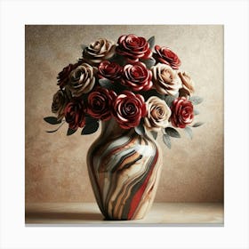 Roses In A Marble Vase 1 Canvas Print