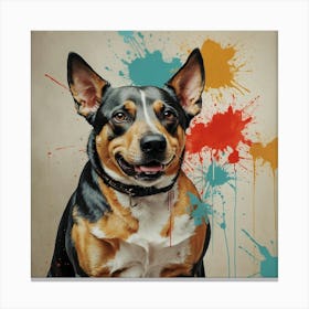 Dog With Paint Splatters 1 Canvas Print