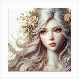 Beautiful Girl With Flowers Canvas Print