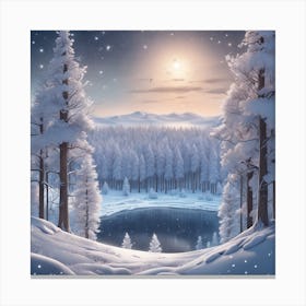 Winter Forest With Visible Horizon And Stars From Above Drone View Ultra Hd Realistic Vivid Colo Canvas Print