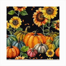 Pumpkins And Sunflowers 9 Canvas Print