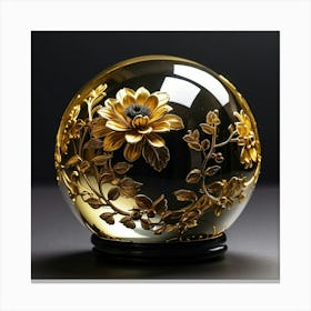 Gold Flower Glass Ball Canvas Print