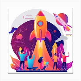 Illustration Of A Rocket Launch 3 Canvas Print