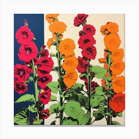 Hollyhock 1 Pop Art Illustration Square Canvas Print