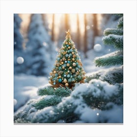 Christmas Tree In The Snow 18 Canvas Print