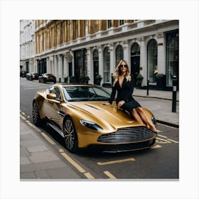 Golden Aston Martin London Canvas Print