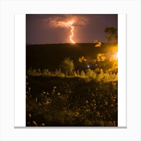 Lightning Strike At Night Canvas Print