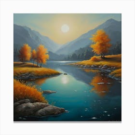 Sunset By The River Canvas Print