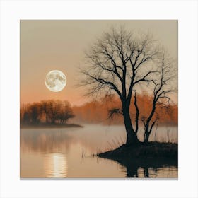 Default Full Moon Rising Over A Pond Photography Romanticism 3 Canvas Print