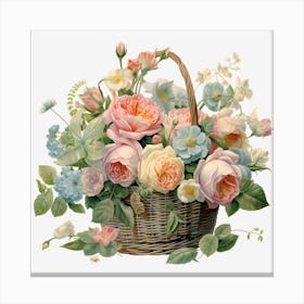 Basket Of Roses 1 Canvas Print