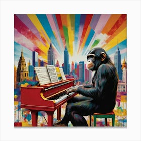 Chimpanzee Piano Canvas Print