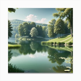 Lake In The Forest 4 Canvas Print
