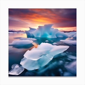 Icebergs At Sunset 35 Canvas Print