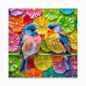 Firefly A Modern Illustration Of 2 Beautiful Sparrows Together In Neutral Colors Of Taupe, Gray, Tan (98) Canvas Print