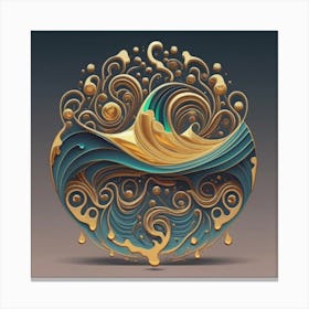 Wave Design Abstract Painting Canvas Print