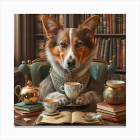 Dog At Tea 1 Canvas Print