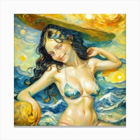 Girl In A Bikiniegu Canvas Print