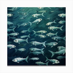 Swimming Sardines Kitchen Canvas Print