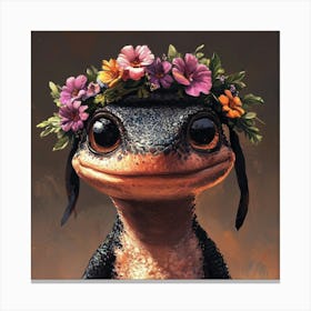 Lizard With Flower Crown 2 Lienzos